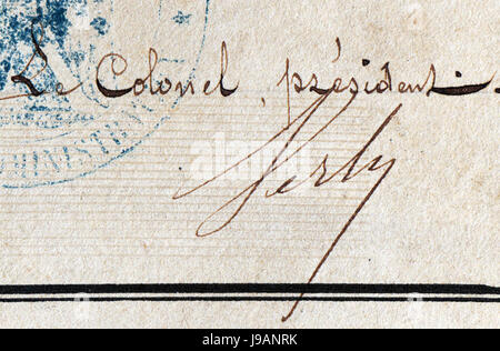 Signature du colonel Verly Stock Photo - Alamy