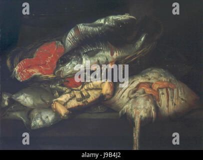 Abraham van Beyeren 1620 21 1675   Zatisi s rybami Stock Photo