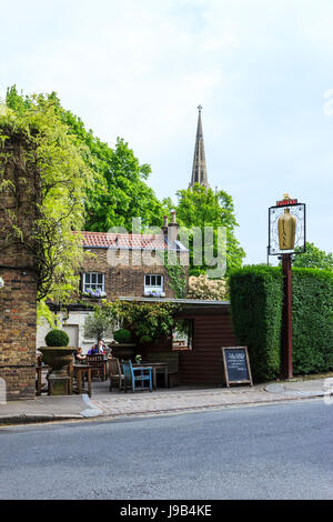 The Flask, a traditional and well known public house in Highgate Village, London, UK Stock Photo