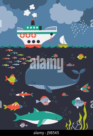 Sea life. Underwater world Stock Vector