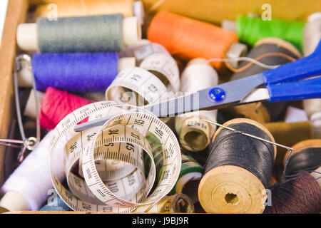 small box with sewing belonging Stock Photo