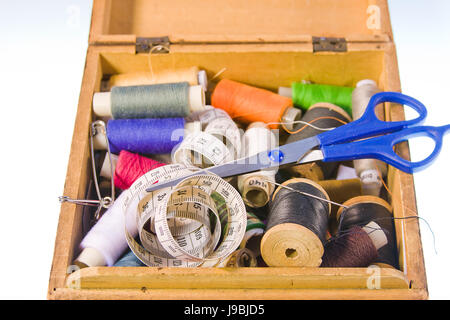 small box with sewing belonging Stock Photo