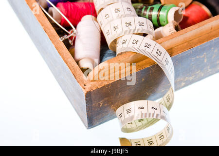 small box with sewing belonging Stock Photo