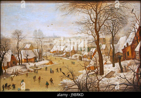 Pieter Brueghel de Jonge   Winterlandschap met vogelval Stock Photo