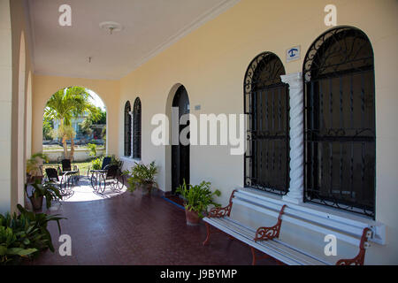 The porch of a CASA PARTICULAR or homestay in the neighborhood of PUNTA GORDA - CIENFUEGOS, CUBA Stock Photo