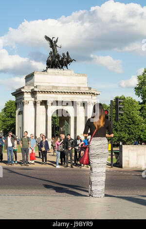 Wellington Arch on Hyde Park Corner - the original entrance to Buckingham Palace, London, UK Stock Photo