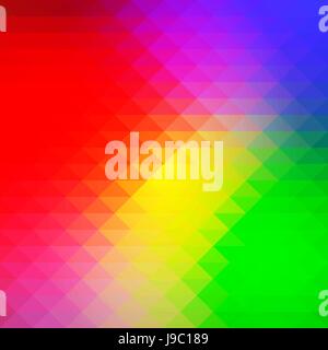 Green blue orange red abstract geometric background with rows of triangles, square Stock Vector