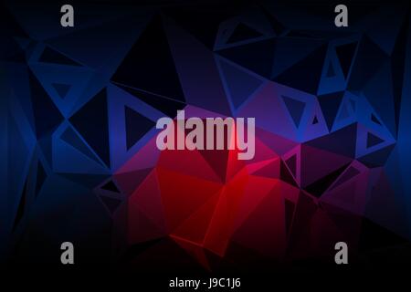 Deep blue and red abstract random sizes low poly geometric background Stock Vector