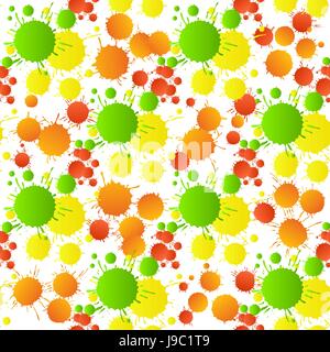 Green yellow red orange artistic watercolor paint drops seamless pattern vector Stock Vector