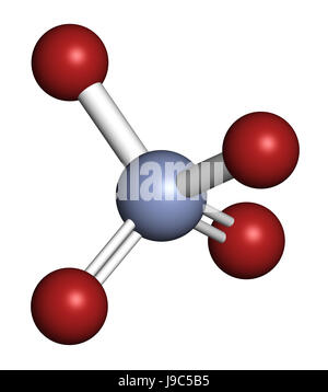 Chromate anion, chemical structure. 3D rendering. Atoms are represented ...