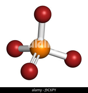 Phosphate, molecular model. Atoms are represented as spheres with ...