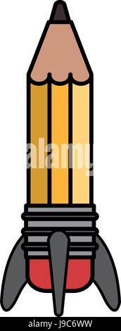 colorful silhouette image pencil in rocket form Stock Vector