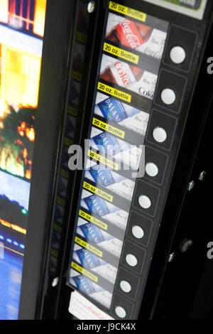 Coca Cola dispensing machine showing mostly Dasani water - USA Stock Photo