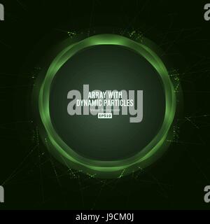 Array Vector With Splash Particles. Technology Motion Design. Digital Abstract Background  Glowing Halftone Stock Vector