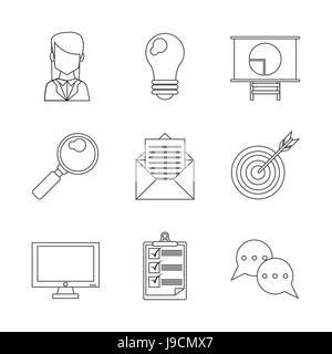 monochrome silhouette with icons set in the process of business idea Stock Vector