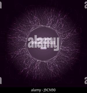 Array Vector With Splash Particles. Technology Motion Design. Digital Abstract Background  Glowing Halftone Stock Vector