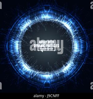 Array Vector With Splash Emitted Particles. Connection Round Structure. Visualization Abstract Background  Swirled Stripes Stock Vector