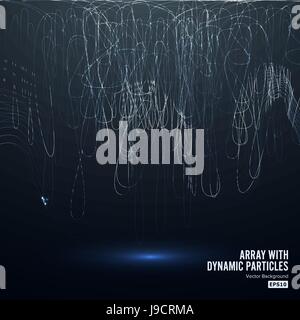 Array Vector With Dynamic Particles. Technology Motion Design. Graphic Abstract Background  Lighting Effect Stock Vector