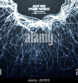 Array Vector With Dynamic Particles. Round Dots  And Lines. Graphic Abstract Background  Lighting Effect Stock Vector