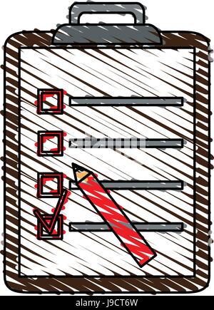 color crayon stripe cartoon clipboard with checklist Stock Vector