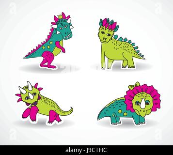 Dinosaurs objects shadow. Stock Vector