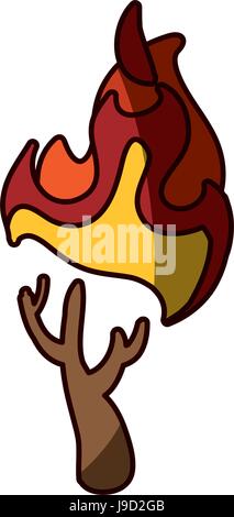 stick fire and natural warm Stock Vector