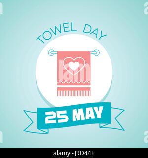 Calendar for each day on may 25. Greeting card. Holiday - Towel Day. Icon in the linear style Stock Vector