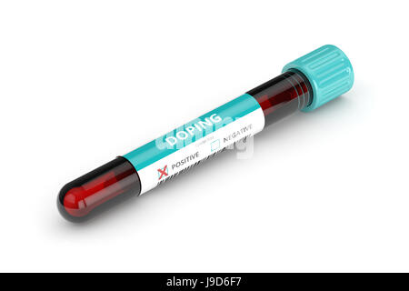 Doping concept, test tube with sample B blood, 3D rendering Stock Photo ...