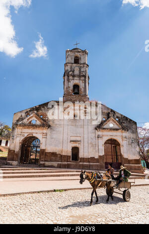 A horse-drawn cart known locally as a coche, Trinidad, UNESCO World Heritage Site, Cuba, West Indies, Caribbean, Central America