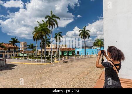 A view of the Plaza Mayor in Trinidad, UNESCO World Heritage Site, Cuba, West Indies, Caribbean, Central America Stock Photo
