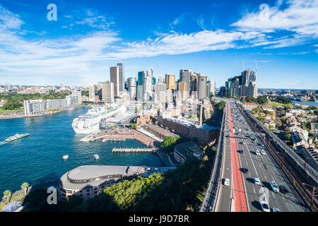 View over Sydney from the harbour bridge, Sydney, New South Wales, Australia, Pacific Stock Photo