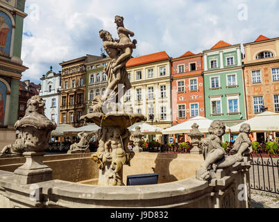 Market Square and Fountain of Proserpine, Old Town, Poznan, Greater Poland, Poland, Europe Stock Photo
