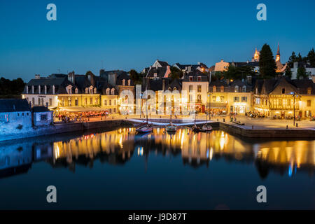 Saint-Goustan port at blue hour, Auray, Morbihan, Brittany, France, Europe Stock Photo