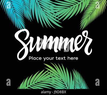 Summer - vector leaflet template with brush lettering Stock Vector