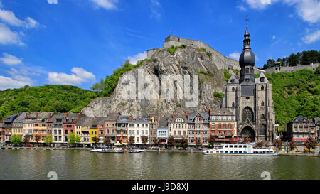 Citadel of Dinant on Meuse River, Dinant, Province of Namur, Wallonia, Belgium, Europe Stock Photo