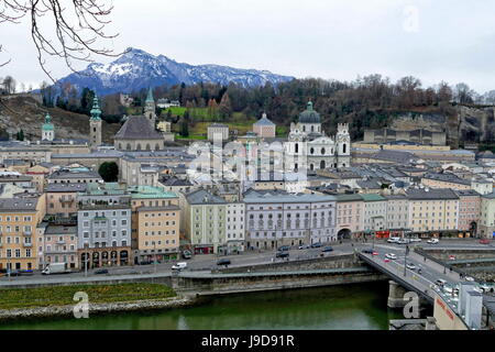 View towards the old town, Salzburg, Austria, Europe Stock Photo