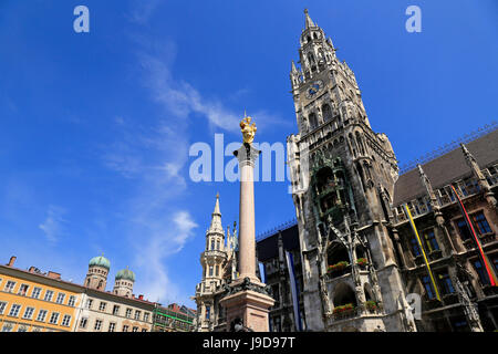 Town hall at the Marienplatz, Munich, Upper Bavaria, Bavaria, Germany, Europe Stock Photo