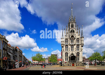 City Hall on the Market Square of Gouda, South Holland, Netherlands, Europe Stock Photo