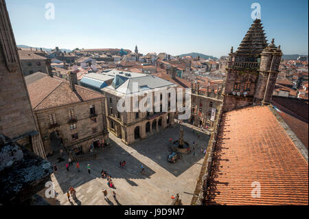 View from the roof of the Cathedral of Santiago de Compostela, UNESCO, Santiago de Compostela, A Coruna, Galicia, Spain Stock Photo