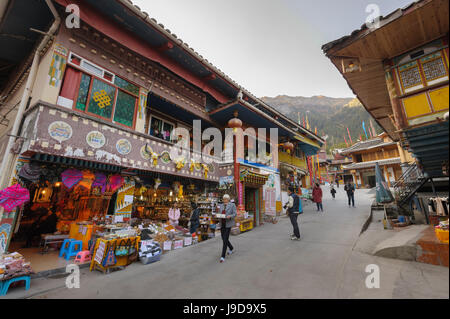 Tibetan Village, Jiuzhaigou (Nine Village Valley), Sichuan province, China, Asia Stock Photo