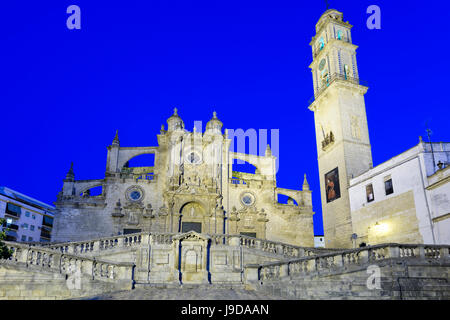 Jerez de la Frontera Cathedral at night, Jerez de la Frontera, Cadiz province, Andalucia, Spain, Europe Stock Photo