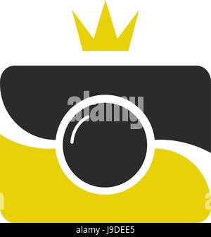 Royal shot icon, logotype. Camera wint crown. Stock Vector