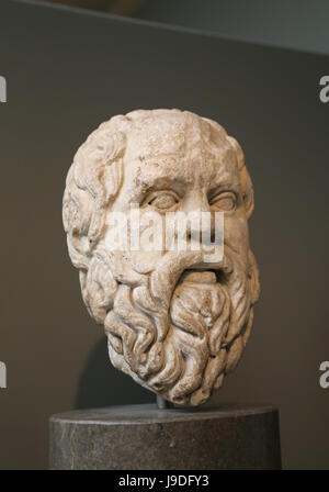 Socrates (469-399 BC). Classical Greek philosopher. Roman copy of Greek original, 380-360 BC. British Museum. London. United Kingdom. Stock Photo