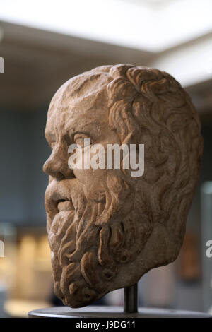 Socrates (469-399 BC). Classical Greek philosopher. Roman copy of Greek original, 380-360 BC. British Museum. London. United Kingdom. Stock Photo