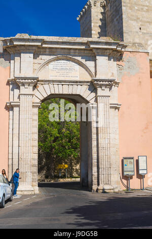 Cagliari Castello, the Porta Cristina gate in the Castello quarter of Cagliari, Sardinia. Stock Photo