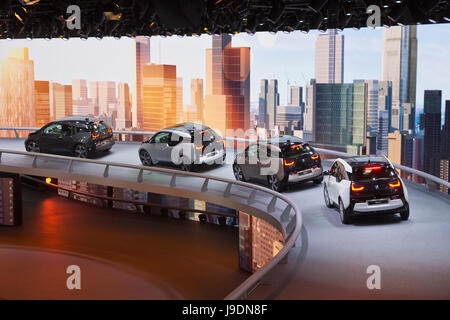 FRANKFURT, GERMANY - SEP 13: BMW i3's at the IAA motor show on Sep 13, 2013 in Frankfurt. More than 1.000 exhibitors from 35 countries are present at  Stock Photo