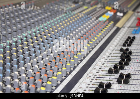 Professional Sound mixing console with knobs Stock Photo