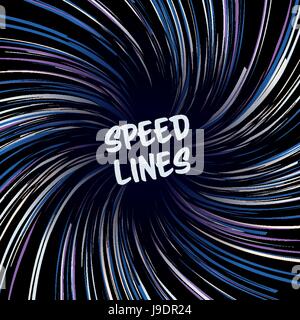 Manga Speed Lines Vector. Layout For Comic Books. Banner With Radial Colored Effect Illustration. Starburst Explosion In Manga Or Pop Art Style. Stock Vector