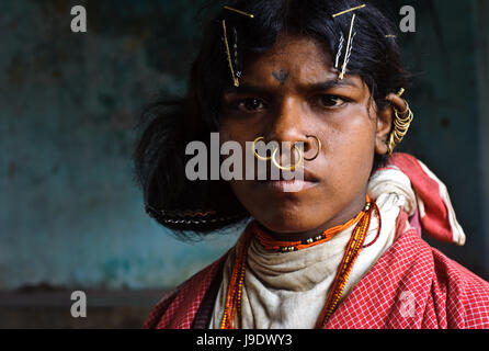 Girl from the Dongriya Kondh tribe ( India) Stock Photo