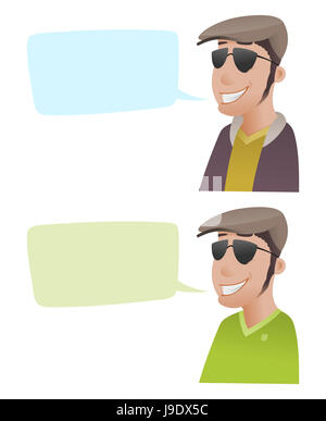 guy, comic, smart, bubble, caps, at home, flat, apartment, cartoon, man, guy, Stock Photo